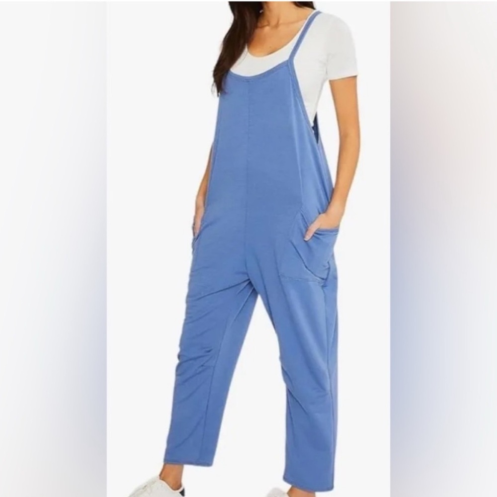 Light Blue Women's Relaxed Overalls Jumpsuit